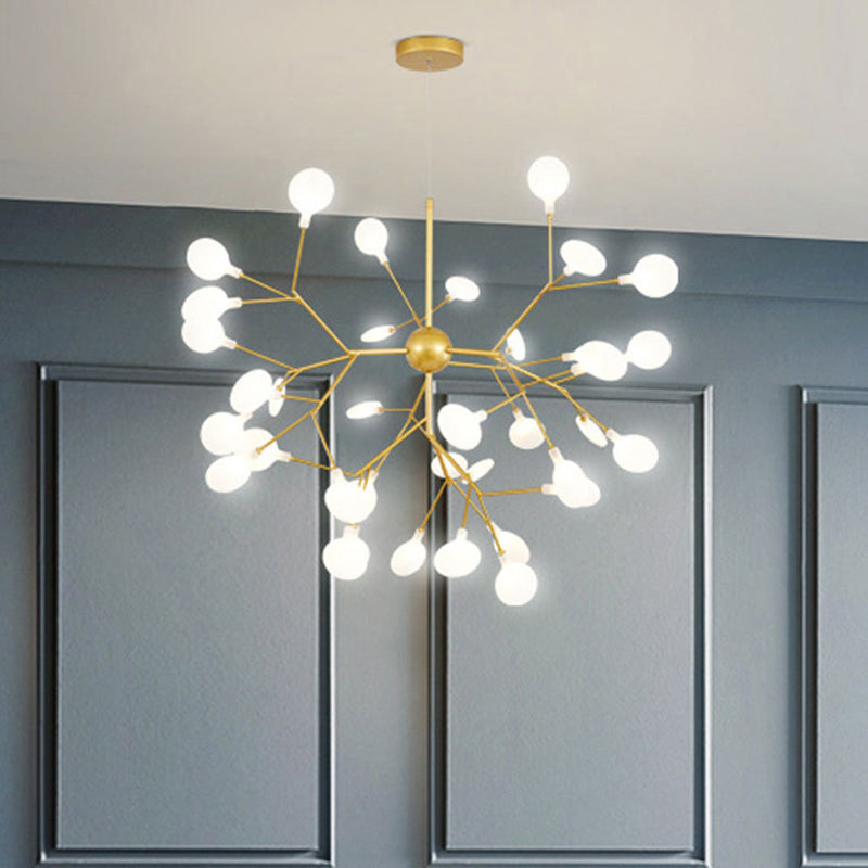 Plafonnier LED Firefly Sputnik doré : lustre moderne pour salle à manger, luminaire en acrylique