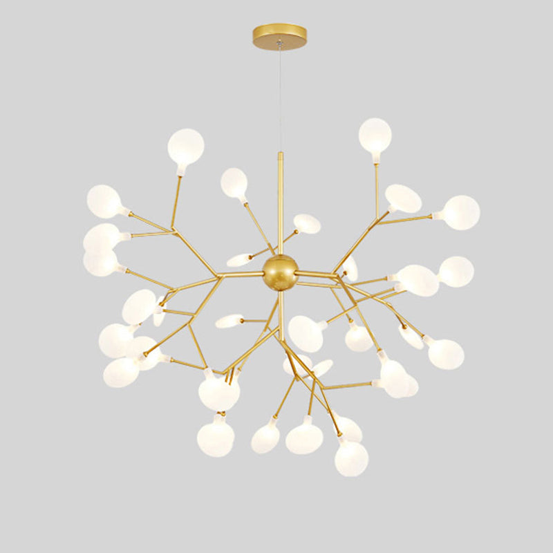 Plafonnier LED Firefly Sputnik doré : lustre moderne pour salle à manger, luminaire en acrylique