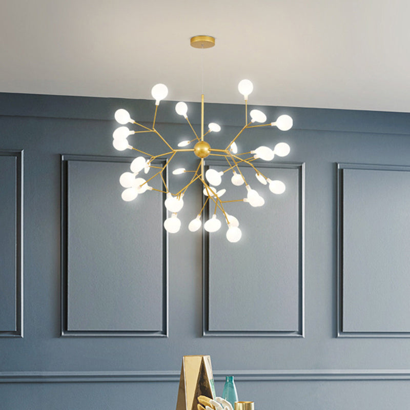 Plafonnier LED Firefly Sputnik doré : lustre moderne pour salle à manger, luminaire en acrylique