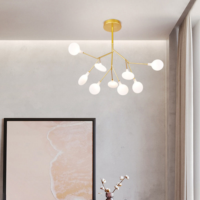 Plafonnier LED Firefly Sputnik doré : lustre moderne pour salle à manger, luminaire en acrylique