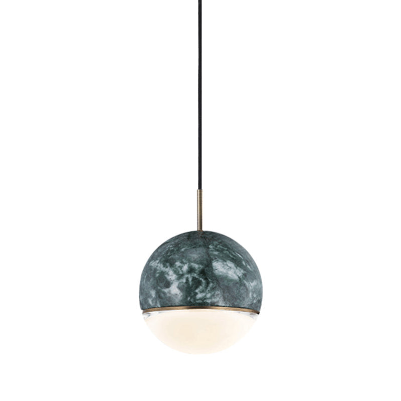 Simplicity Marble Dome Pendant Light For Dining Room - Single Bulb Suspension Fixture Green / 6