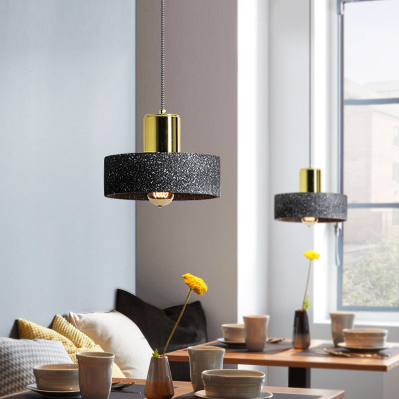 Nordic Style 1-Light Geometrical Ceiling Lamp For Restaurants - Cement Finish