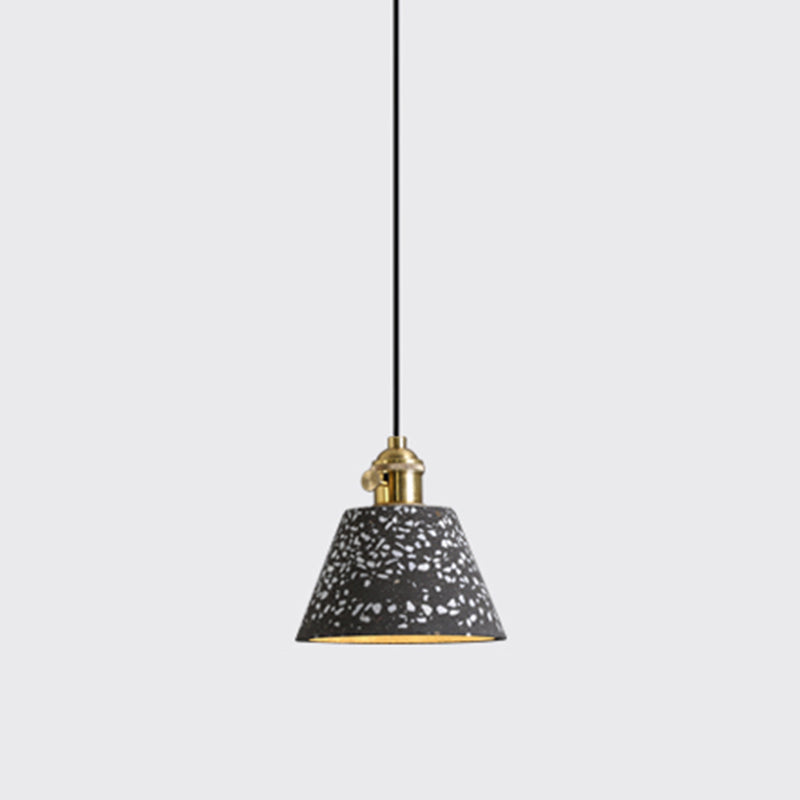 Minimalistic Geometric Terrazzo Pendant Light - Dining Room Ceiling Suspension Lighting Black /