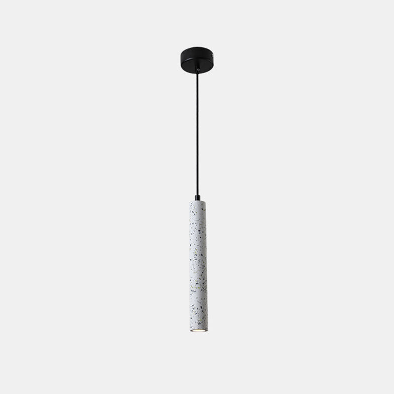 Sleek 1-Light Cement Tube Pendant Ceiling Light for Dining Room