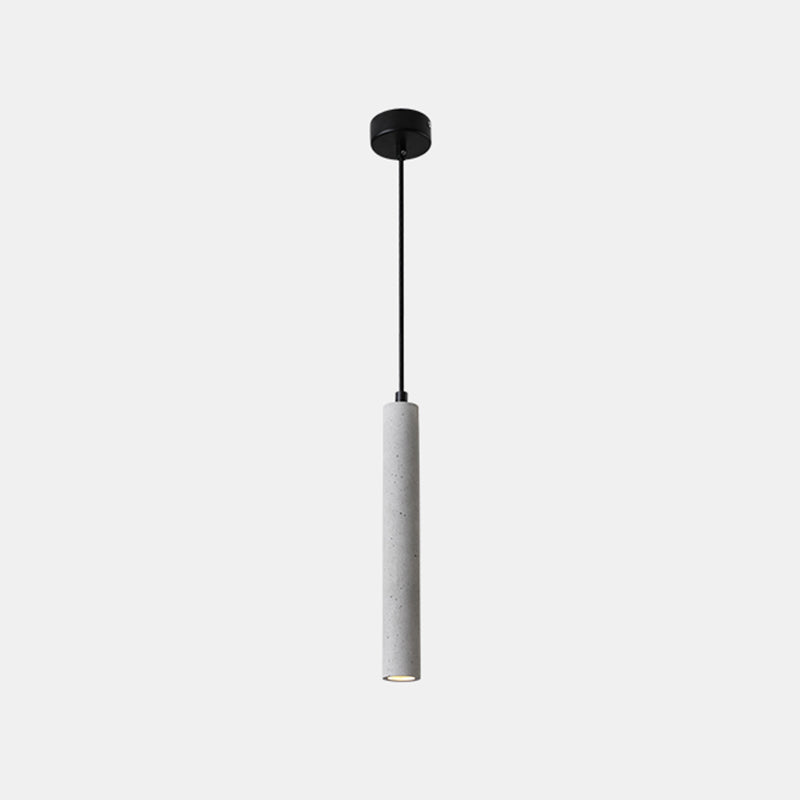 Sleek 1-Light Cement Tube Pendant Ceiling Light for Dining Room