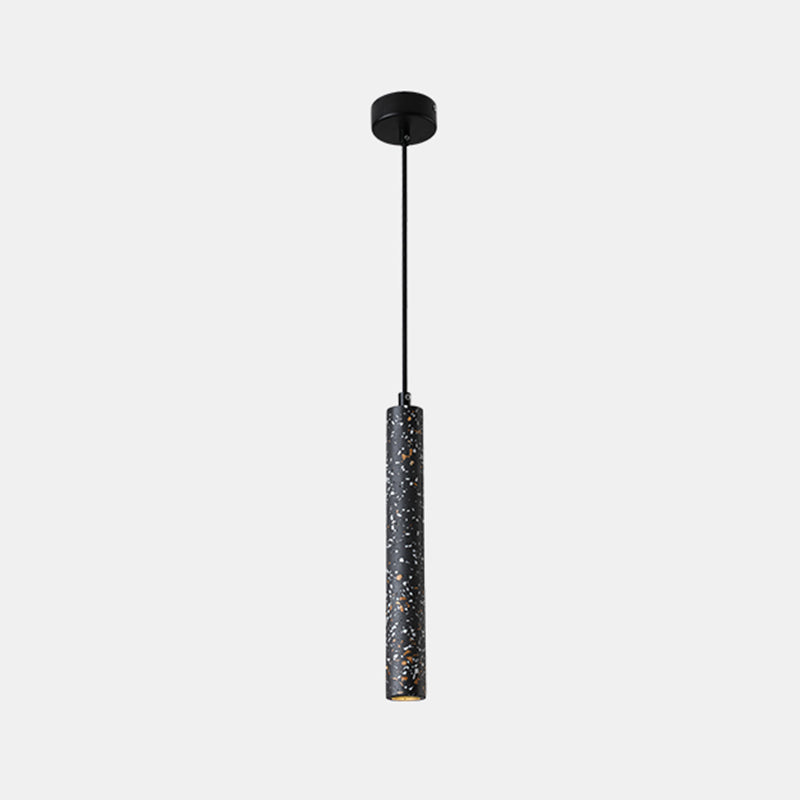 Sleek 1-Light Cement Tube Pendant Ceiling Light for Dining Room