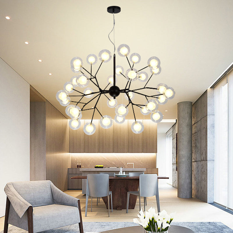 Lustre rond minimaliste en verre noir à LED pour salle à manger