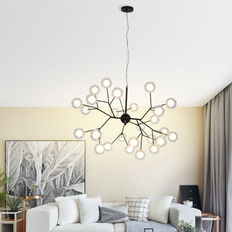 Lustre rond minimaliste en verre noir à LED pour salle à manger