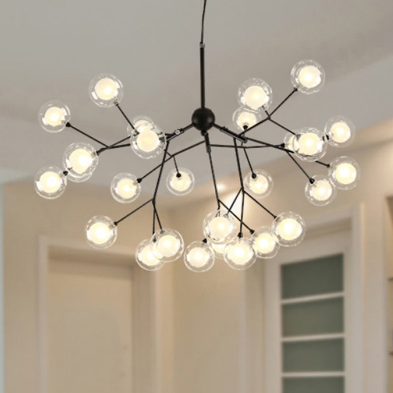 Lustre rond minimaliste en verre noir à LED pour salle à manger
