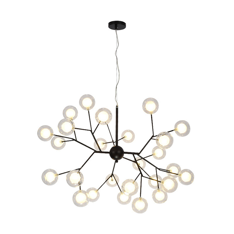 Lustre rond minimaliste en verre noir à LED pour salle à manger