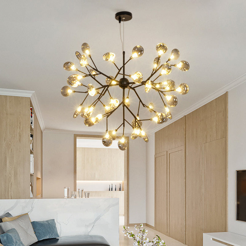 Black Smoked Glass LED Firefly Chandelier Pendant Light with Minimalist Design