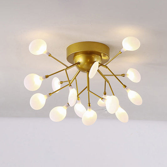 Metallic Tree Branch Led Ceiling Chandelier - Nordic Style Semi Flush Mount 15 / Gold Leaf