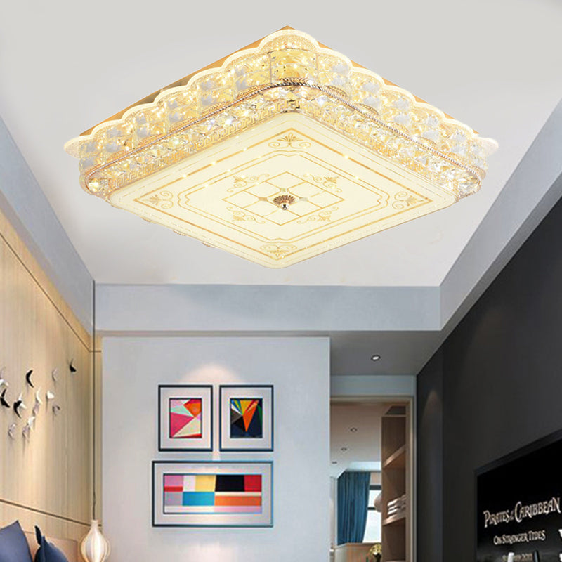 Crystal Shade LED Ceiling Light with Contemporary Gold Finish