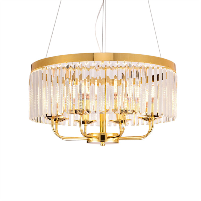 Modern Gold Round Chandelier with Rectangular-Cut Crystal Ceiling Light - 6/8/12 Lights, 18"/31.5" Wide