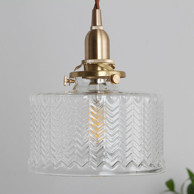 Lampe suspendue géométrique vintage en verre soufflé doré - Éclairage élégant pour restaurants