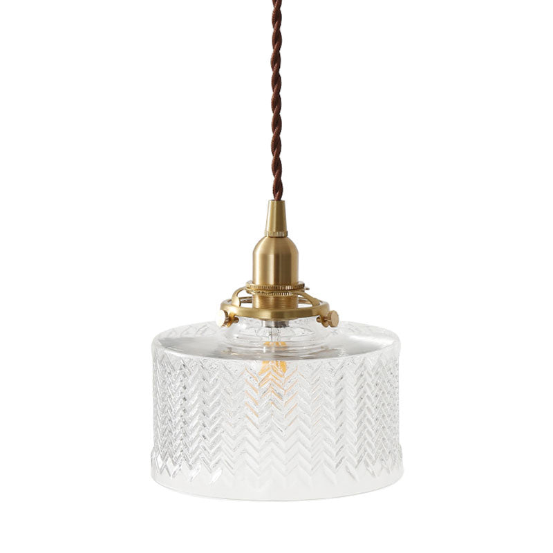 Lampe suspendue géométrique vintage en verre soufflé doré - Éclairage élégant pour restaurants