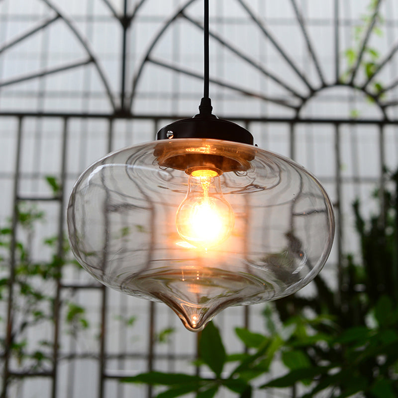 Modern Blown Glass Pendant Light for Restaurants - Single Bulb Fixture with Simple Shades
