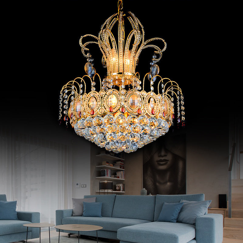 Contemporary Gold Crystal Ball Chandelier Light with Multi Lights for Dining Room, 16"/19.5" Wide