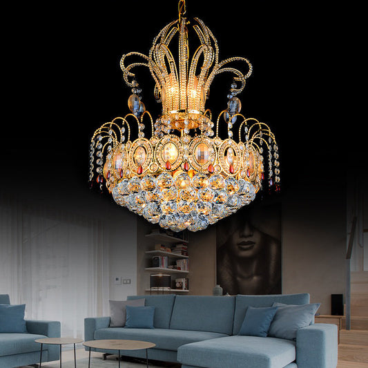 Contemporary Gold Crystal Ball Chandelier Light with Multi Lights for Dining Room, 16"/19.5" Wide