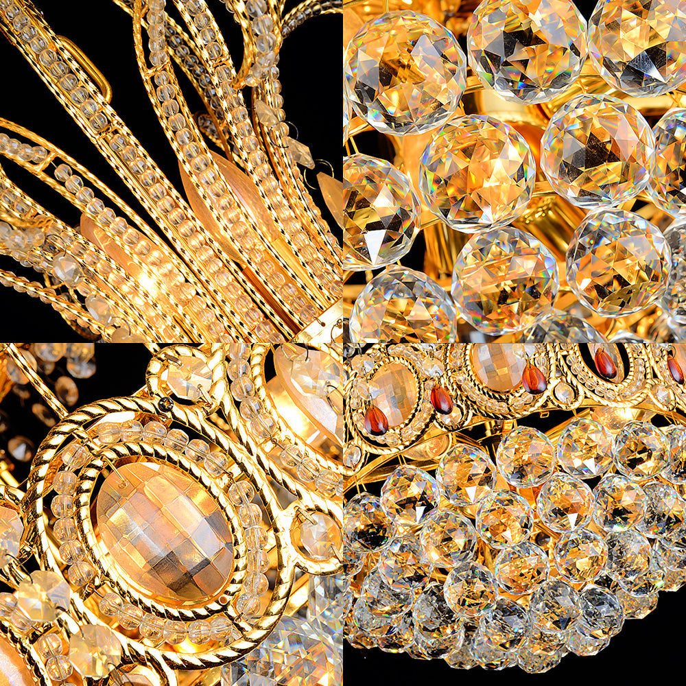 Contemporary Gold Crystal Ball Chandelier Light with Multi Lights for Dining Room, 16"/19.5" Wide