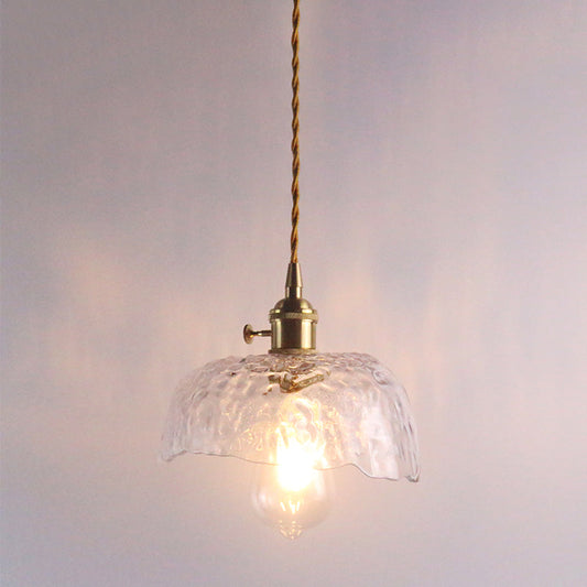 Suspension de style rétro avec pendentif en verre texturé floral - Parfait pour la salle à manger