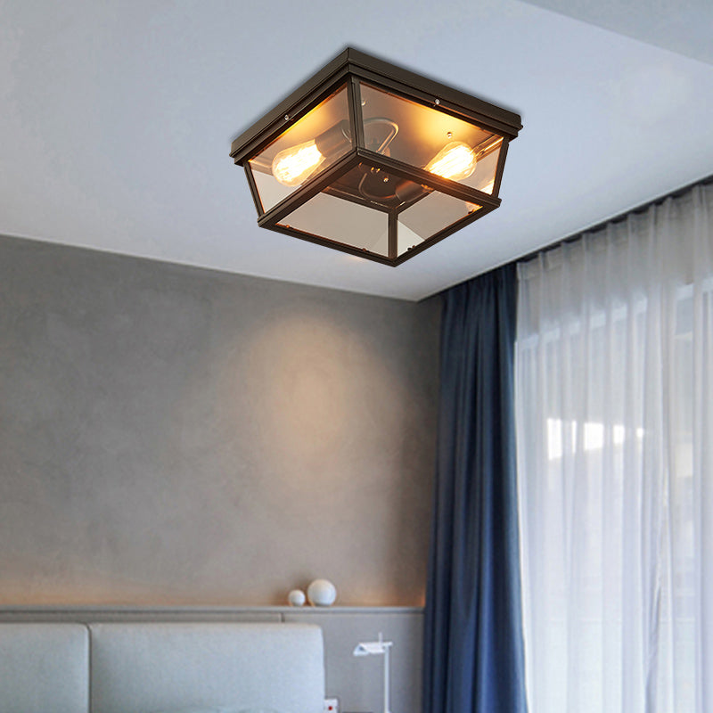 Black Metallic Geometric Flush Mount Ceiling Light Fixture for Corridors