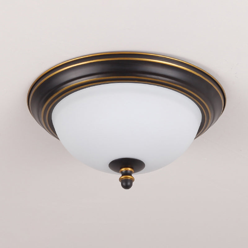 Vintage Bell Flush Ceiling Light with Cream Glass - LED Flush Mount Fixture