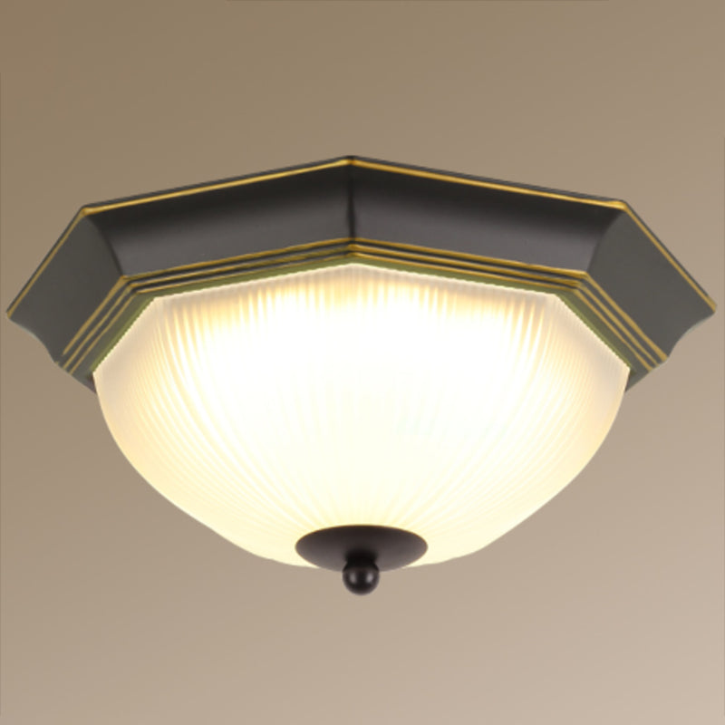 Vintage Bell Flush Ceiling Light with Cream Glass - LED Flush Mount Fixture