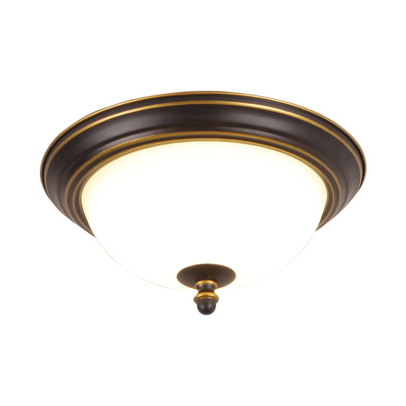 Vintage Bell Flush Ceiling Light with Cream Glass - LED Flush Mount Fixture