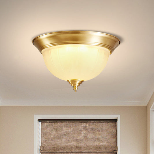 Handblown Glass Flush Mount Lighting - Retro Living Room Ceiling Light in Gold