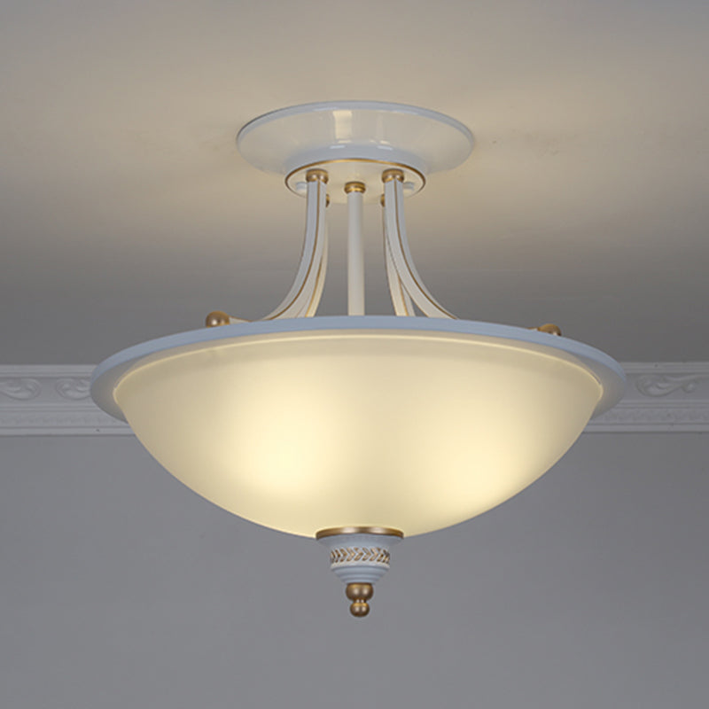 Traditional 3-Head Frosted Glass Chandelier Light For Dining Room Ceiling