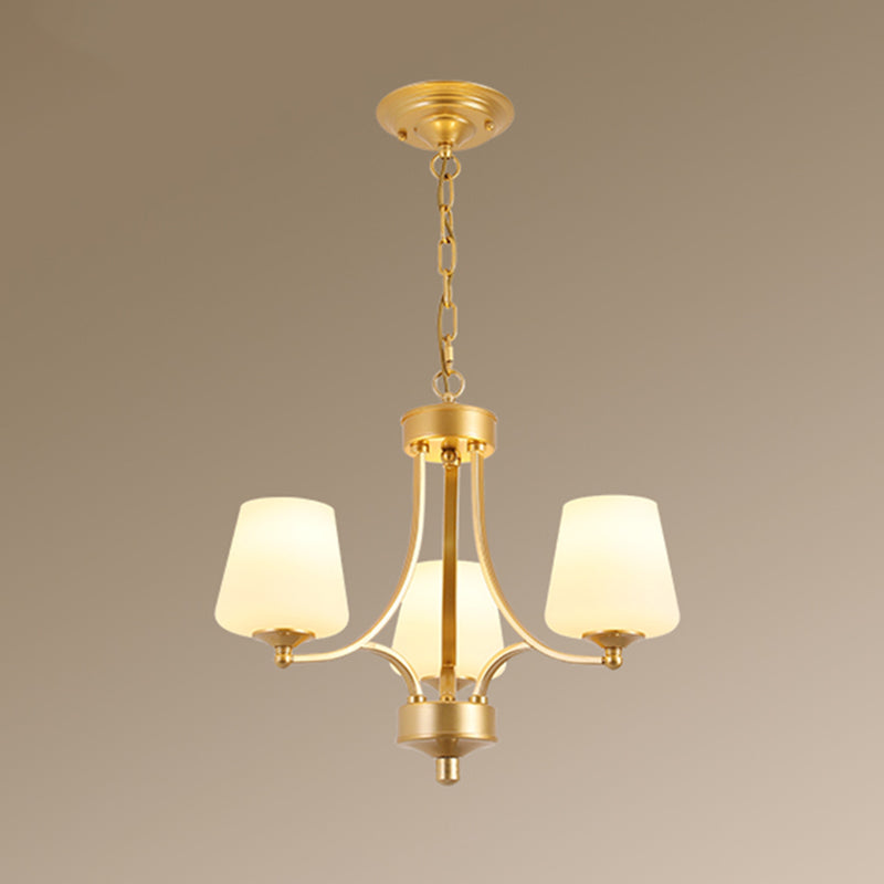 Classic Cream Glass Chandelier Pendant Light For Dining Rooms 3 / Gold