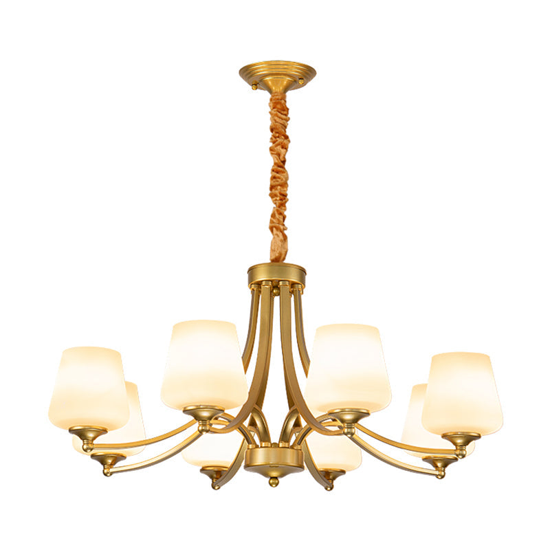 Vintage Cream Glass Chandelier Pendant Light - Elegant Hanging For Living Room
