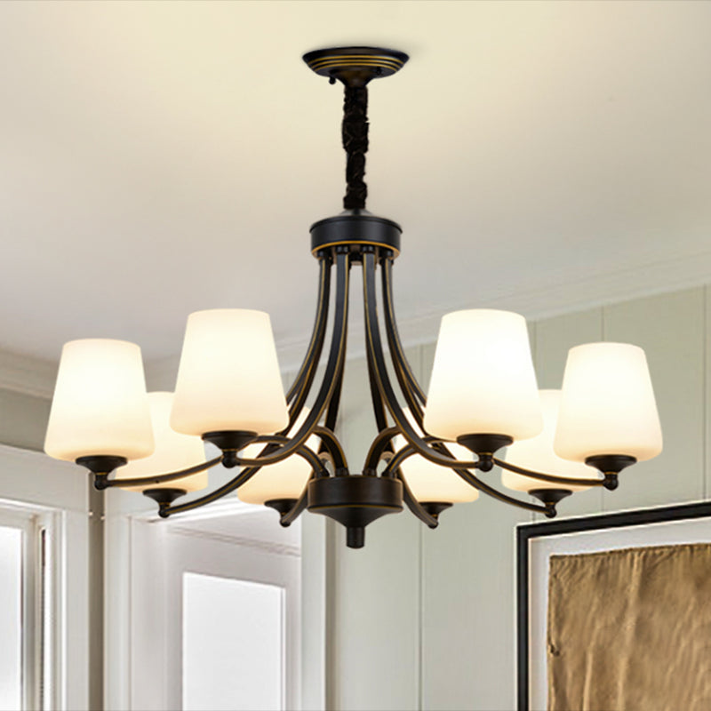 Vintage Cream Glass Chandelier Pendant Light - Elegant Hanging For Living Room
