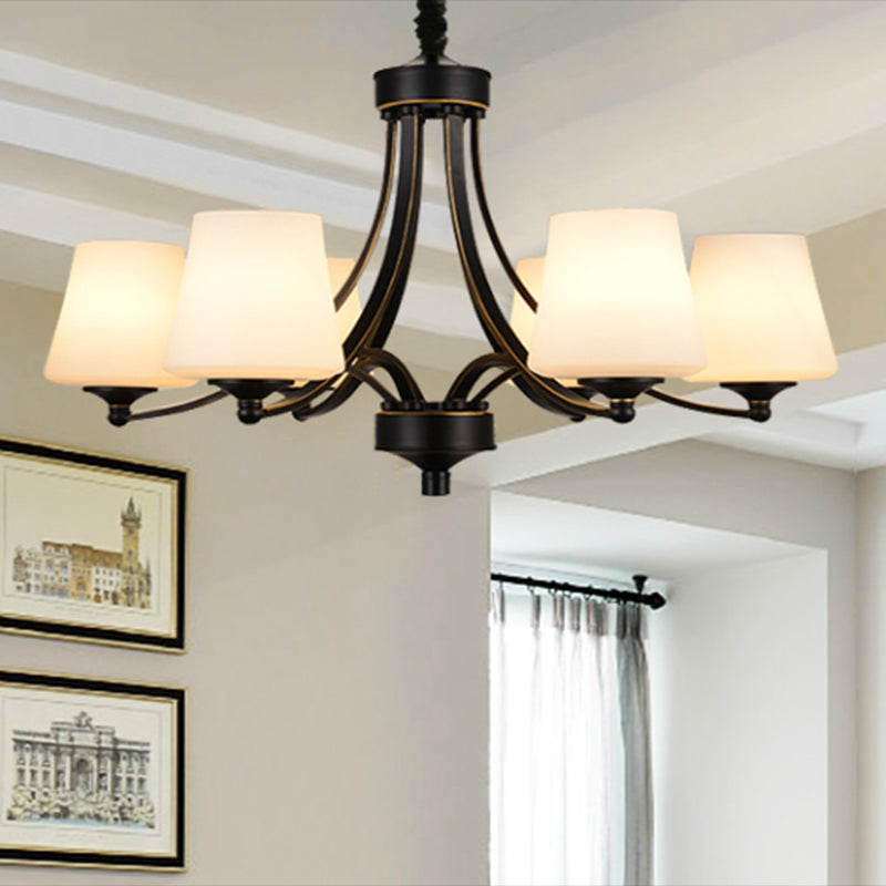 Vintage Cream Glass Chandelier Pendant Light - Elegant Hanging For Living Room