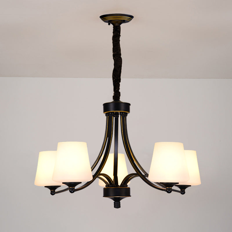 Vintage Cream Glass Chandelier Pendant Light - Elegant Hanging For Living Room