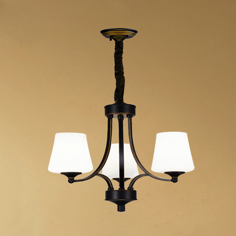 Vintage Cream Glass Chandelier Pendant Light - Elegant Hanging For Living Room