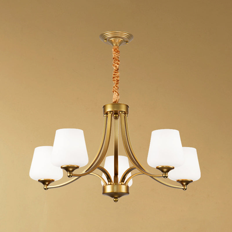 Vintage Cream Glass Chandelier Pendant Light - Elegant Hanging For Living Room
