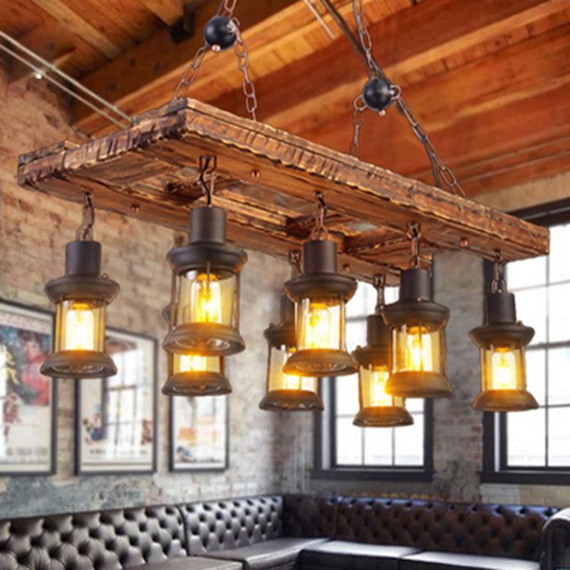 Lustre rustique en bois pour éclairage de plafond de restaurant