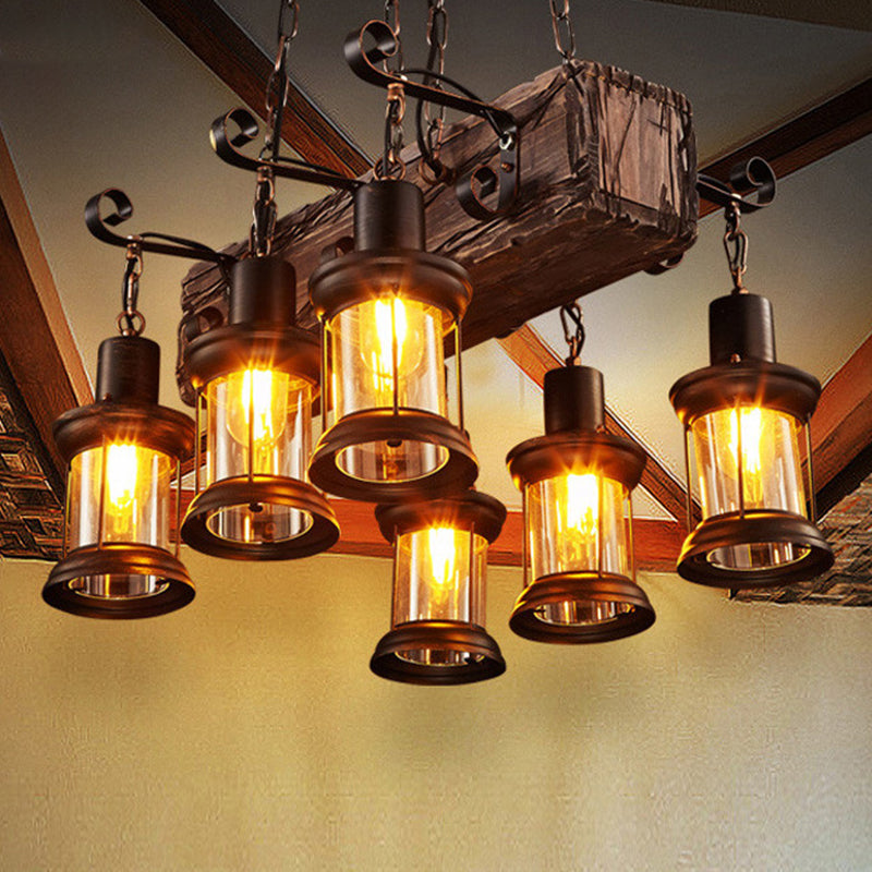 Lustre rustique en bois pour éclairage de plafond de restaurant