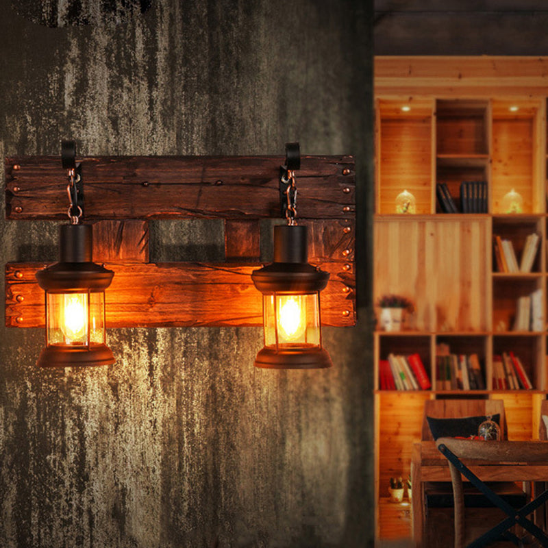 Lustre rustique en bois pour éclairage de plafond de restaurant