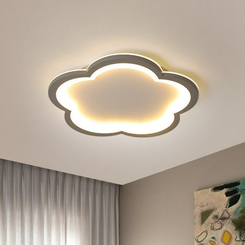 Minimalist Grey Geometric Acrylic Flush Mount Led Lighting Fixture For Bedroom / 14.5 Flower