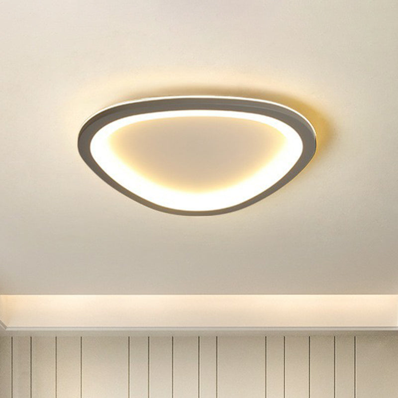 Minimalist Grey Geometric Acrylic Flush Mount Led Lighting Fixture For Bedroom / 14.5 Triangle