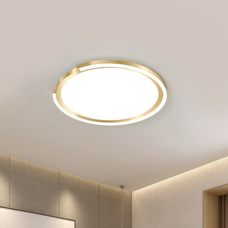 Modern Gold LED Flush Mount Ceiling Light - Simplicity Metallic Design, Extra-Thin Circular Shape