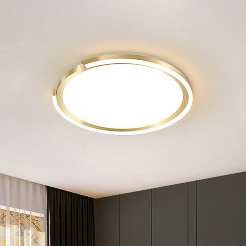 Modern Gold LED Flush Mount Ceiling Light - Simplicity Metallic Design, Extra-Thin Circular Shape
