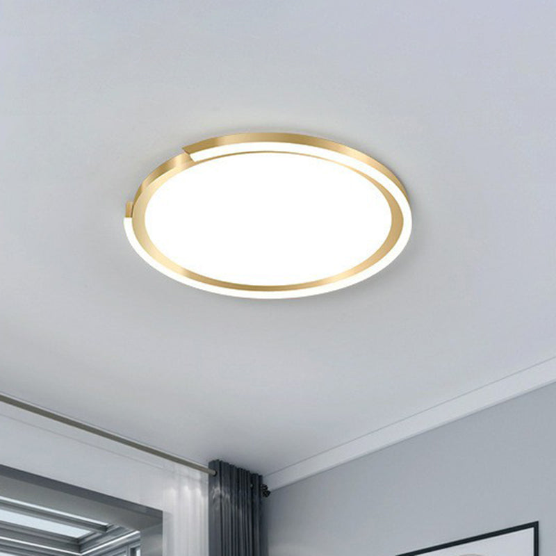 Modern Gold LED Flush Mount Ceiling Light - Simplicity Metallic Design, Extra-Thin Circular Shape