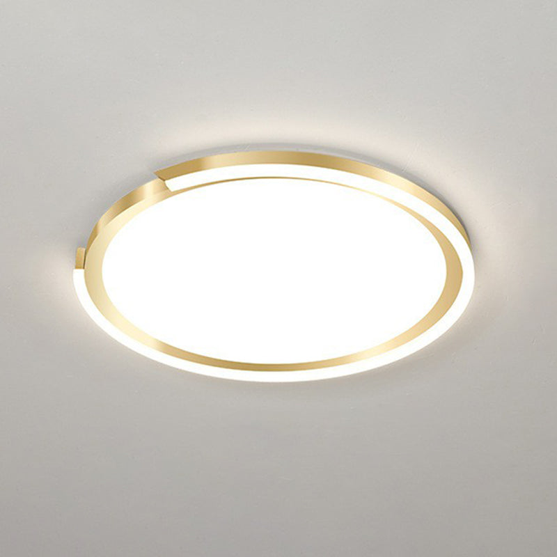 Modern Gold LED Flush Mount Ceiling Light - Simplicity Metallic Design, Extra-Thin Circular Shape