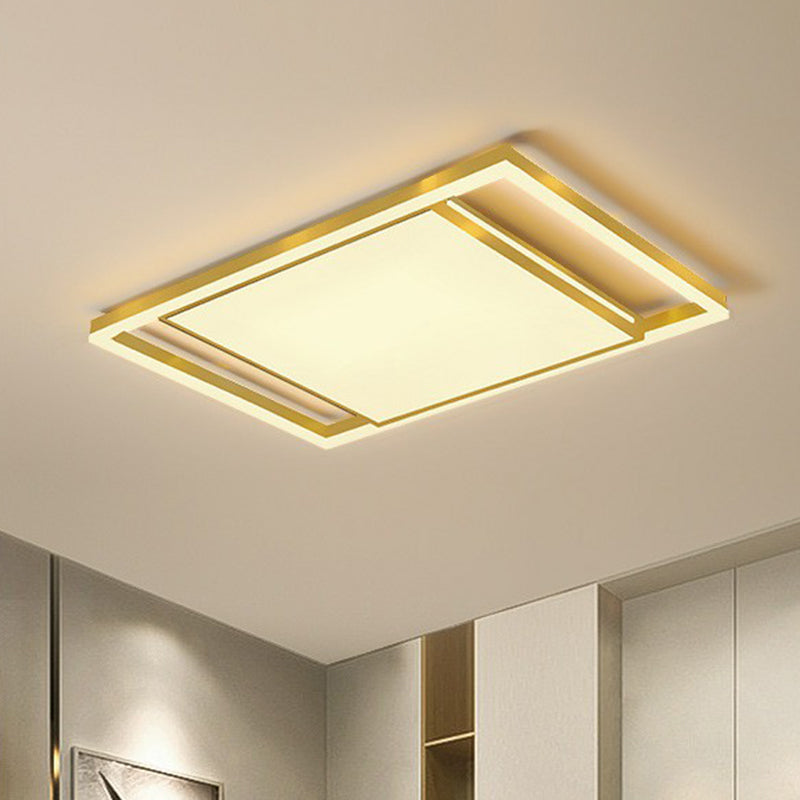 Minimalist LED Flush Mount Lighting in Gold - Geometrical Acrylic Fixture for Living Room