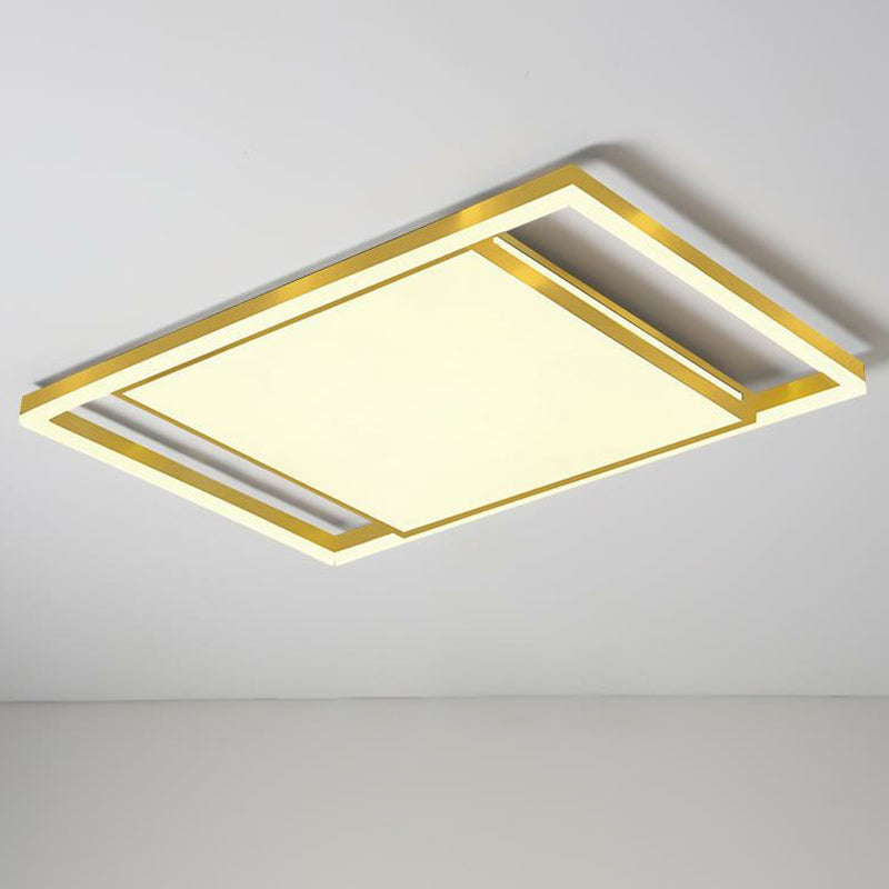 Minimalist LED Flush Mount Lighting in Gold - Geometrical Acrylic Fixture for Living Room