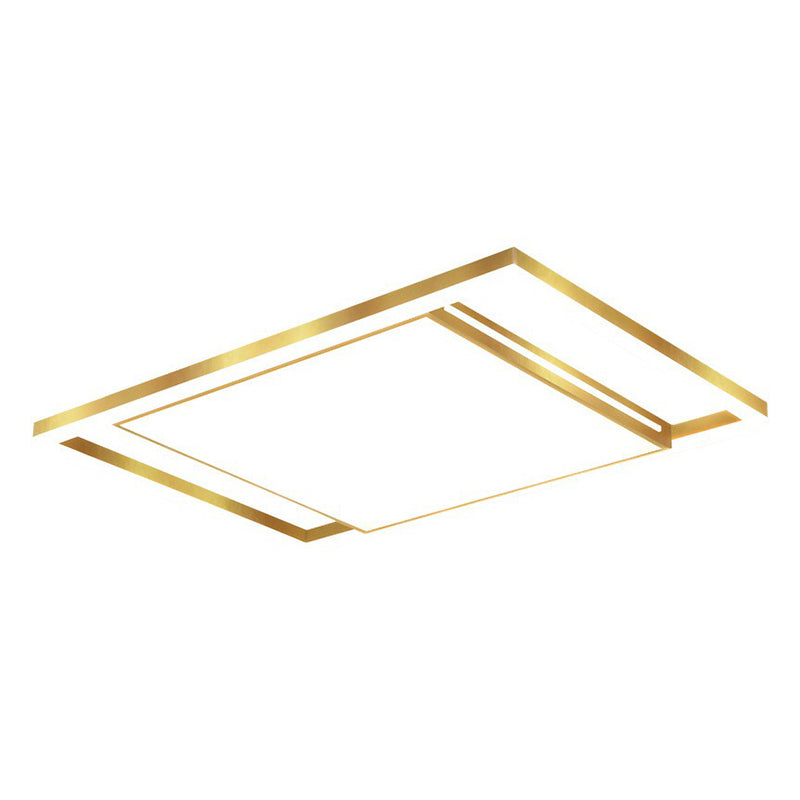 Minimalist LED Flush Mount Lighting in Gold - Geometrical Acrylic Fixture for Living Room